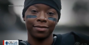 Toyota's ad featuring Toni Harris, the successful female football player.